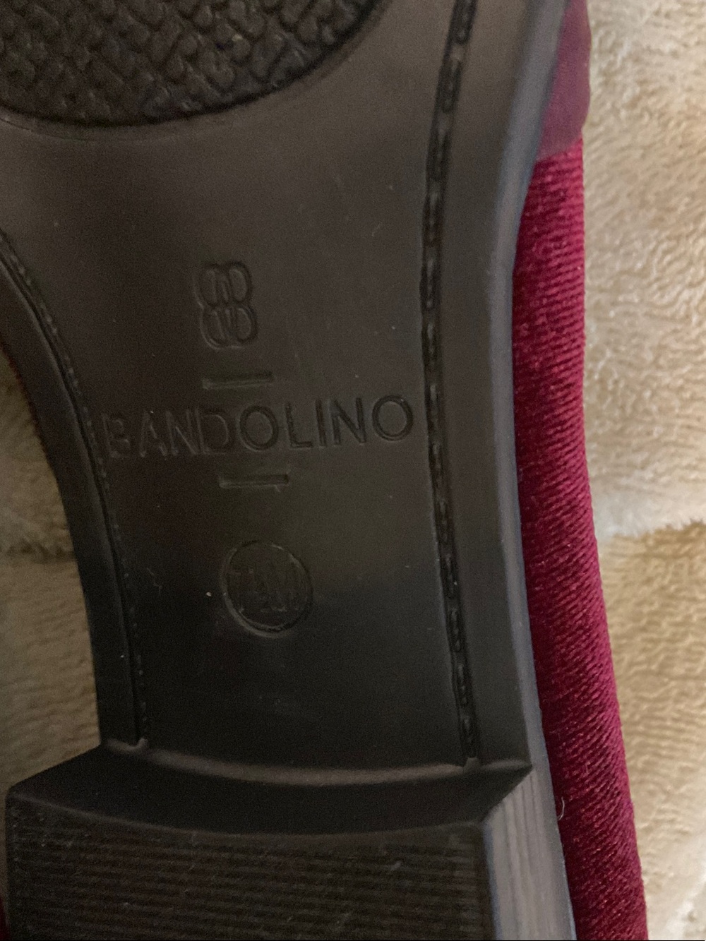 Bandolino Burgundy Velvet Bow Loafers - Picture 4 of 8